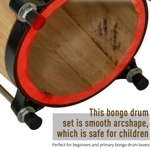 Round bongo drum with red rim and black hardware