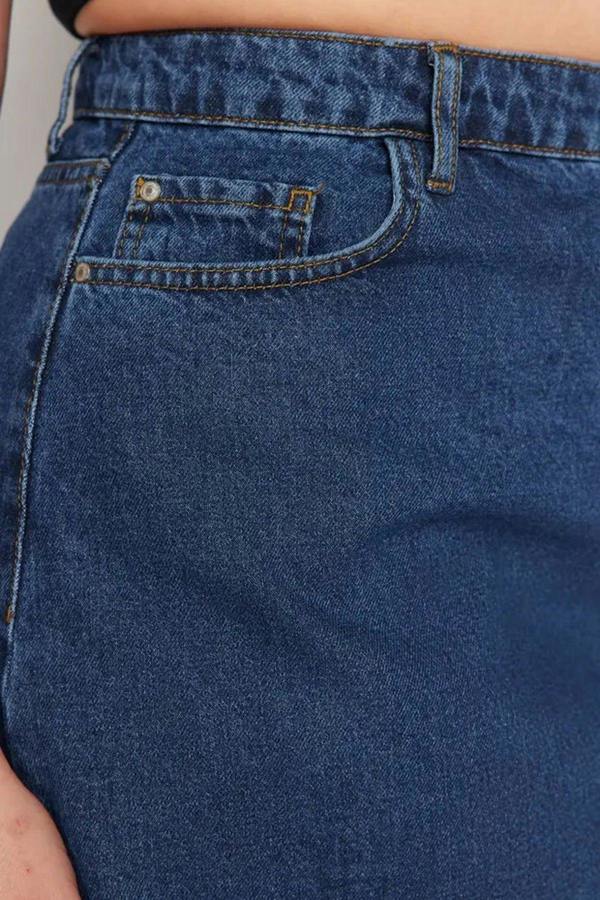 WOVCOR High Waist 100% Cotton A-Shape Denim Skirt