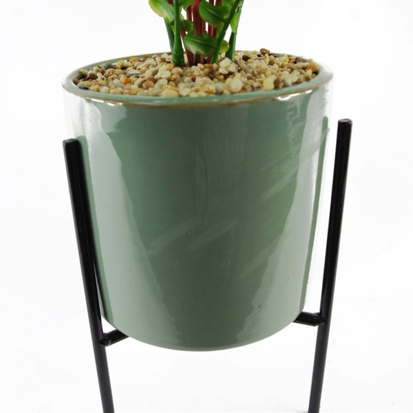 Leaf 40cm Artificial Fern with Ceramic Planter & Stand