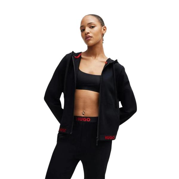 Hugo Womens/Ladies Lettering Regular Hooded Jacket - Black - 
