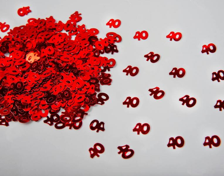 Red 40th Birthday Table Confetti, 14g Pack of Foil Metallic Number Cut-Outs image 9