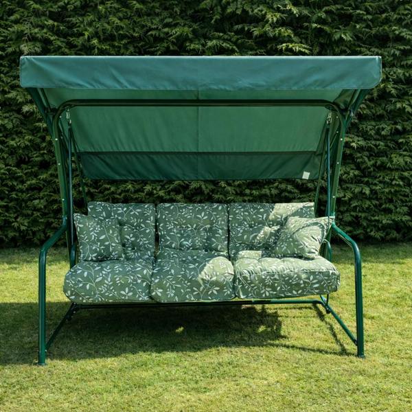 Vienna Deluxe 3 Seater Garden Hammock with Canopy - Free Standing Swing Seat 173cm (L) x 160cm (H) Country Green The Garden Furniture Shop