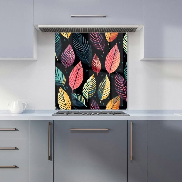 Warren Reed - Designer Colourful Leaves Pattern Kitchen Splashback