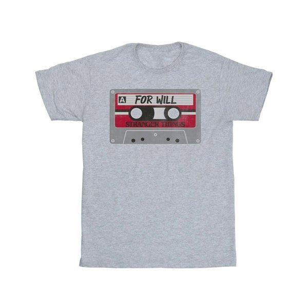 Netflix Mens Stranger Things Cassette For Will T-Shirt - Sports Grey