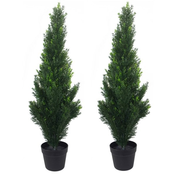 Leaf 90cm Pair of Artificial Cedar Cypress Topiary UV Resistant