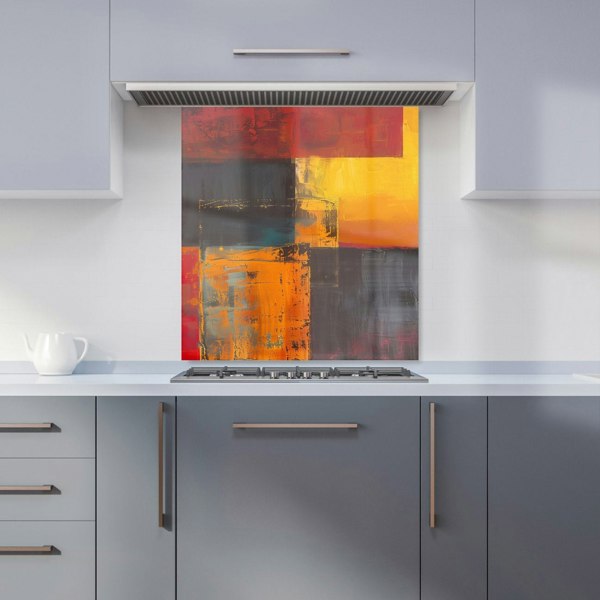 Warren Reed - Designer Golden Blocks Of Abstract Kitchen Splashback