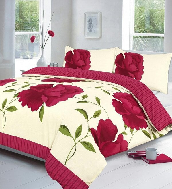 Night Zone Rosaleen Printed Duvet Cover Set – Polycotton Easy Care Bedding with Pillowcases - Fuchsia