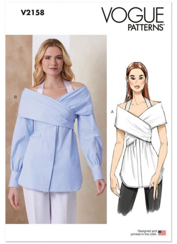 Vogue Sewing Pattern 2158, Tops for Women, B6 (6-8-10-12-14-16) - Advanced