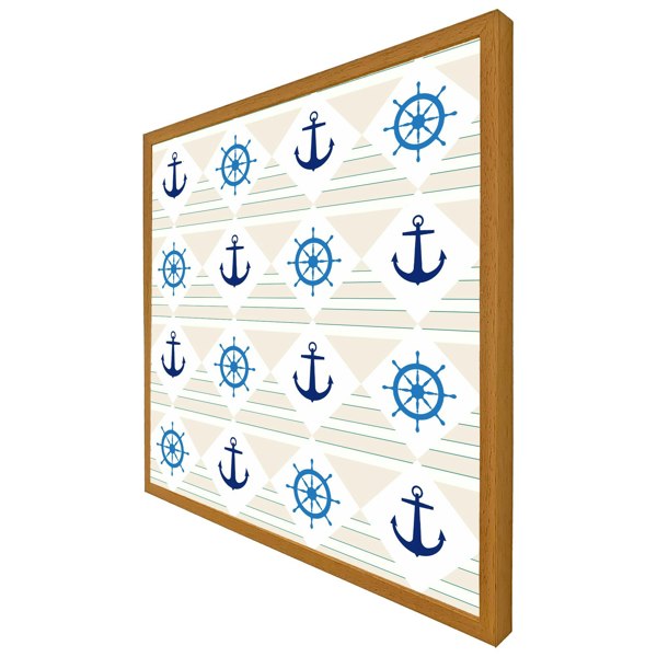 Benjamin Tate Design Nautical elements on striped background (Picture Frame)