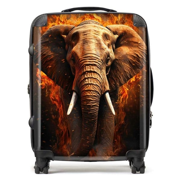 Warren Reed Splashart Elephant and fire Suitcase