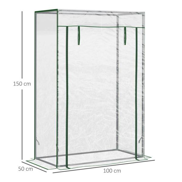 Dyzi 100x50x150cm Walk-In Greenhouse Steel Frame PVC Cover Green