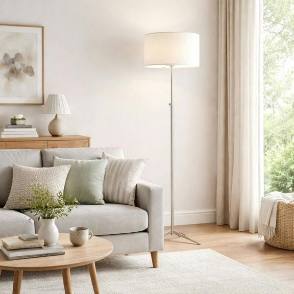Brielle Satin Chrome Floor Lamp