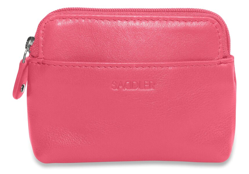 SADDLER Compact Leather Zip-Top Purse "Pia" – Handmade by Saddler | RFID Protected & Gift Boxed | Multi-Functional Card, Coin & Key Holder - Fuchsia
