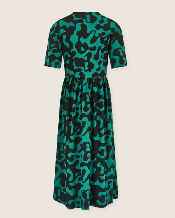 Matilda Green Abstract Swirl Print Midi Dress- image 4