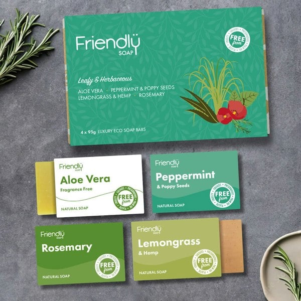 Leafy and Herbaceous soap selection sleeve and 4 bars