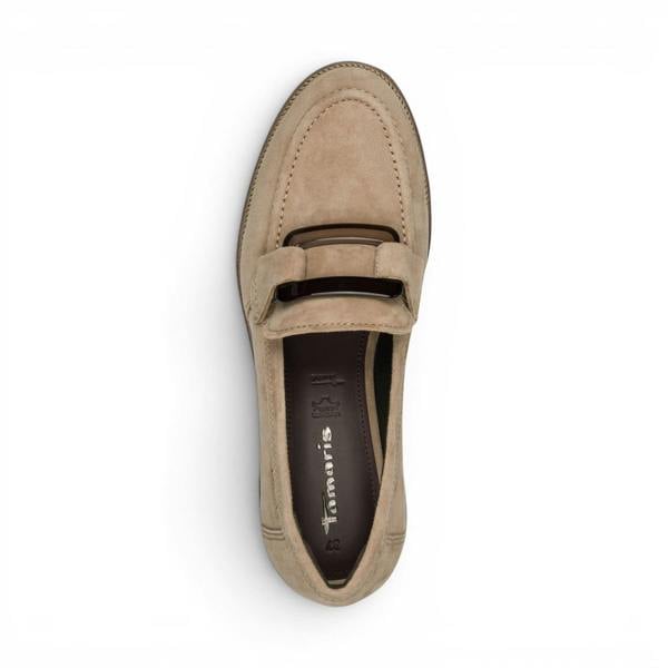 Tamaris Women's Beige Suede Leather Loafer Casual Shoes - 24722-43