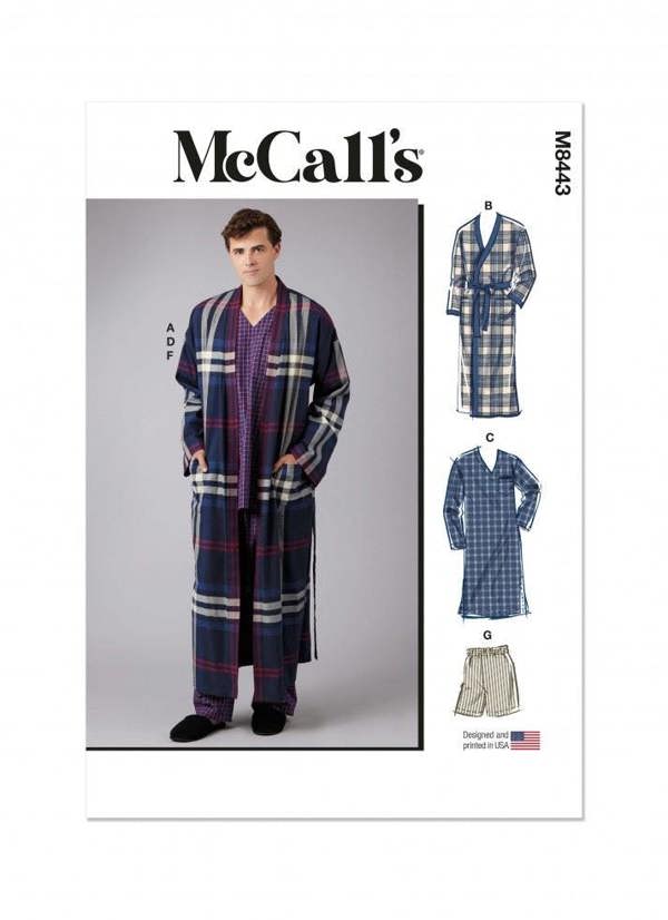 McCalls 8443 Paper Sewing Pattern – Men's Pyjamas & Robe, Size S-XXXL, Easy