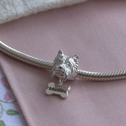 Mylee London Westie Head Silver Charm Bead - Personalised