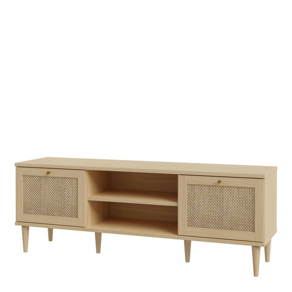Wyld Haus Mallowmoss Rattan and Wood 2 Door 1 Shelf TV Unit