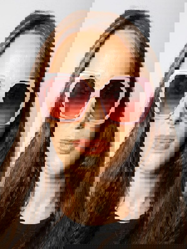 SVNX Oversized Rounded Angular Sunglasses in Pink