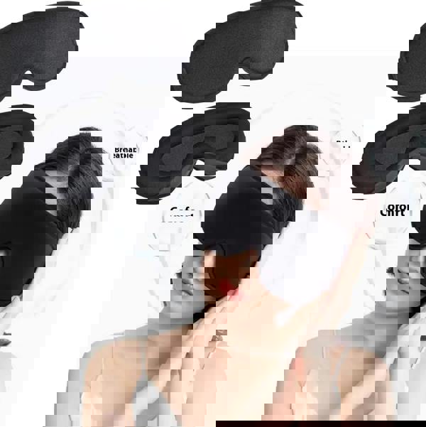 KAV Ultra-Thin 3D Blackout Eye Mask for Sleeping, Skin-Friendly Contoured Sleep Mask for Women & Men, Ideal for Side Sleepers with Adjustable Strap