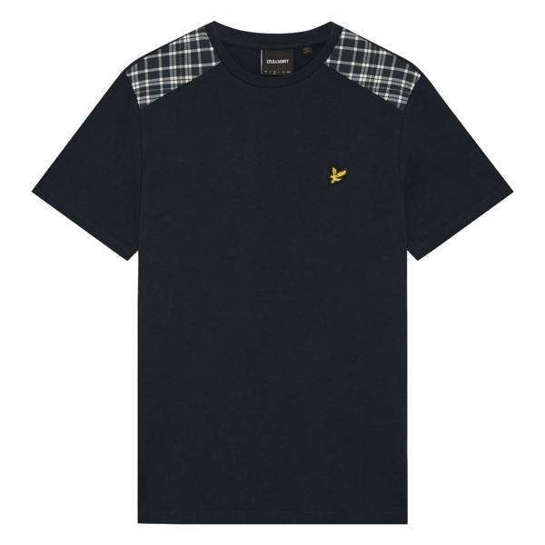 Lyle & Scott Check Panelled T-Shirt Dark Navy