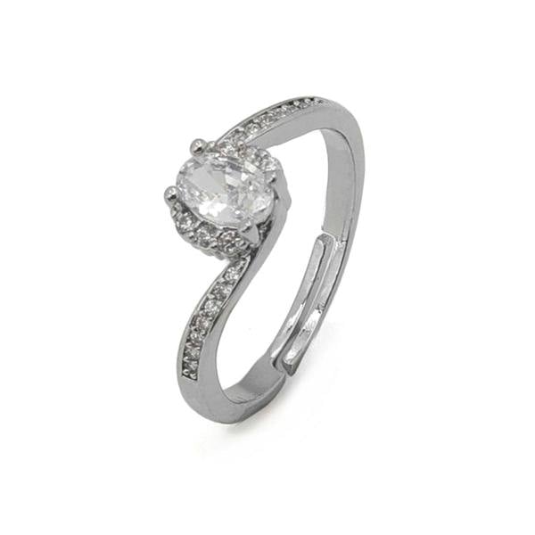 Say It With Adjustable Oval Cut Spiral Band Ring - Silver