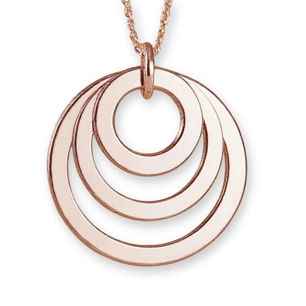 Christopher James of London 9ct Rose Gold Plated Triple Disc Personalised Family Necklace