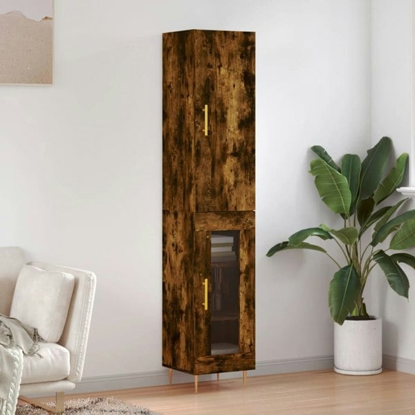 Berkfield Highboard Smoked Oak 34.5x34x180 cm Engineered Wood