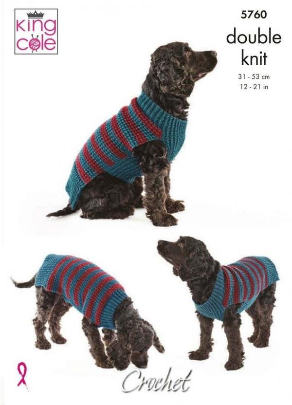 King Cole Pricewise DK Crochet Pattern 5760, Coats, Hoodies for Pets, Small - Large
