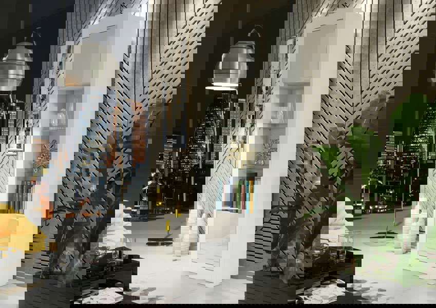 Mex Furniture Modern White Gloss Display Cabinet 170cm – 2 Doors & Glass Shelves