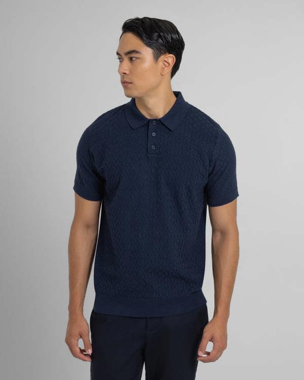 Steel & Jelly Burton - Geo Texture Knitted Polo Shirt