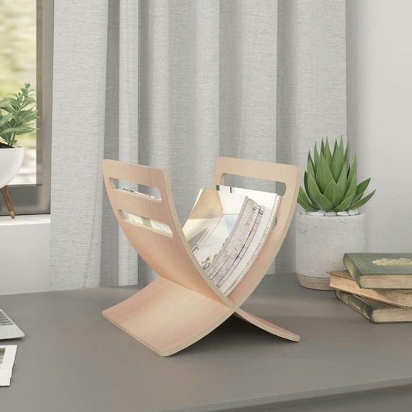 Berkfield Wooden Magazine Rack Floor Standing Natural