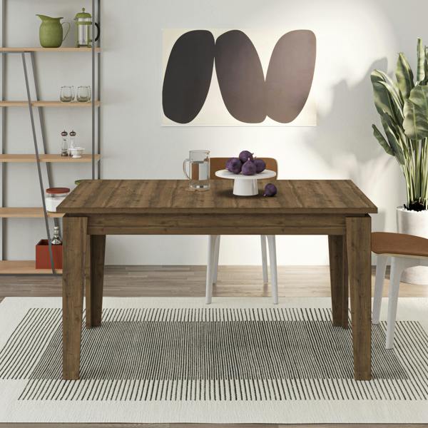 Decortie Tolmen Dining Table Rectangular Extendable Table Up to 6 Seater Modern Kitchen Table 140Wcm Living Room Dark Oak Effect