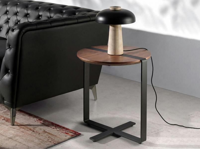 Angel Cerdá Table lamp in black steel and porcelain marble 8088