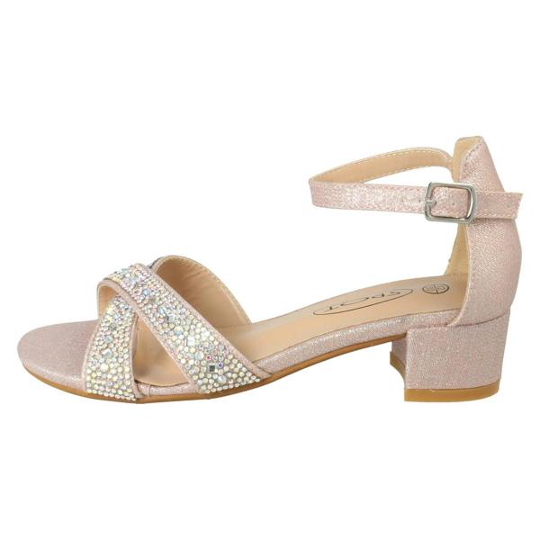 Spot On Girls Spot On Small Heeled Ankle Strap Glitter Sandals H1122