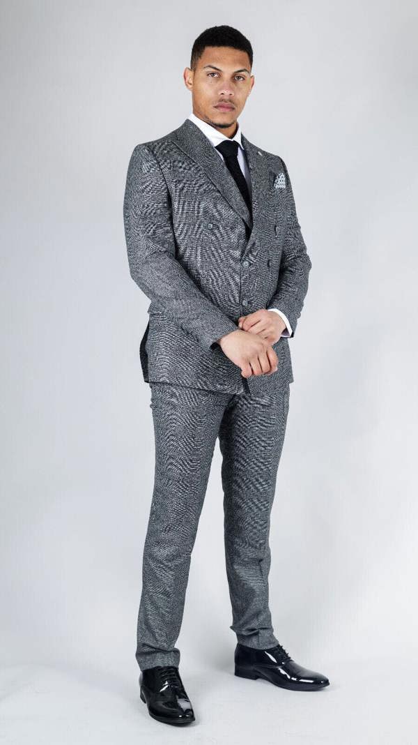 TruClothing Men's Classic Grey Double Breasted 2-Piece Suit