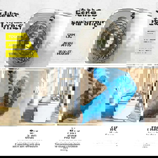 Cleanflo Spin Bucket Set Wet Dry Stainless Steel 360Â° Rotating 2 Floor Mop Head