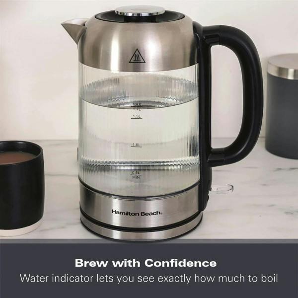 Hamilton Beach Liberty 1.7L Ribbed Glass Kettle