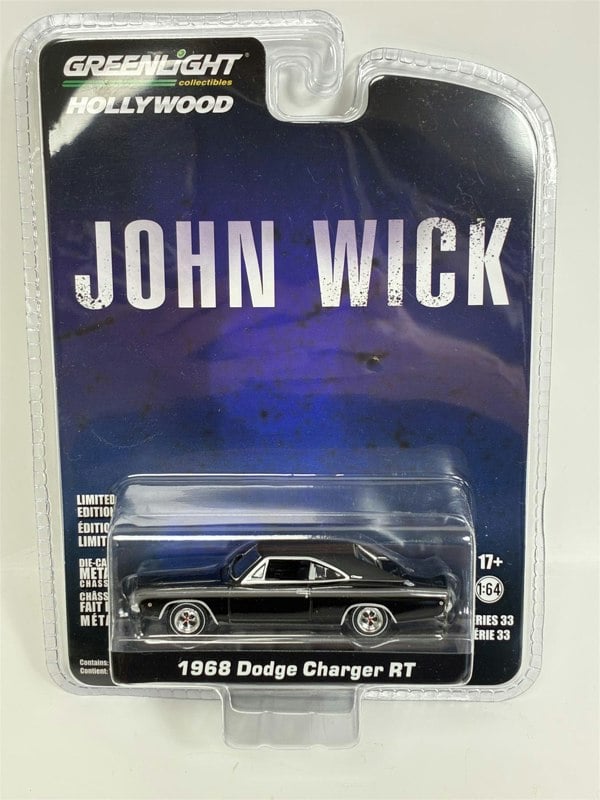 MCSlots John Wick 1968 Dodge Charger RT Black 1:64 Scale Greenlight 44930E