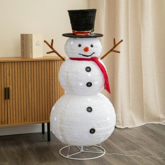 Samuel Alexander 1.2m (4ft) Light up Foldable Christmas Snowman with 100 White LEDs