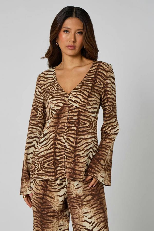 Urban Bliss Zebra Button Front Top
