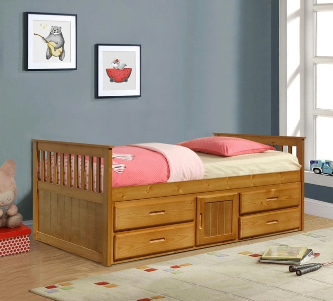 Comfy Living 3ft Captains Cabin Bed In Grey White or Caramel with Drawers and Storage