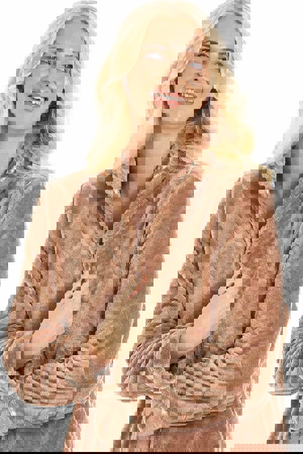 Camille Womens Brown Classic Full Length Zip Through Housecoat With Inseam Pockets