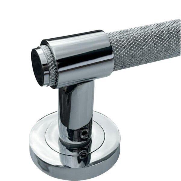 EDH Door Hardware Polished Chrome Knurled Door Handles on Round Rose – Modern Internal Lever Handle
