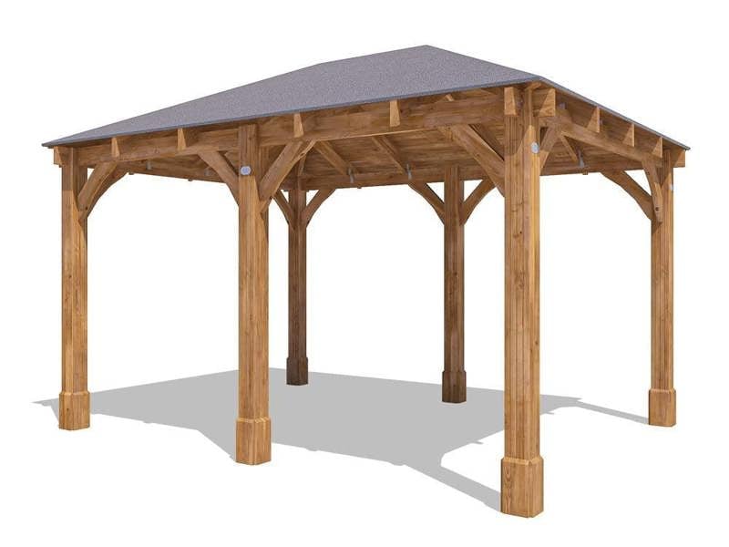 Dunster House Wooden Gazebo Leviathan 4m x 3m Heavy Duty With Roof Shingles