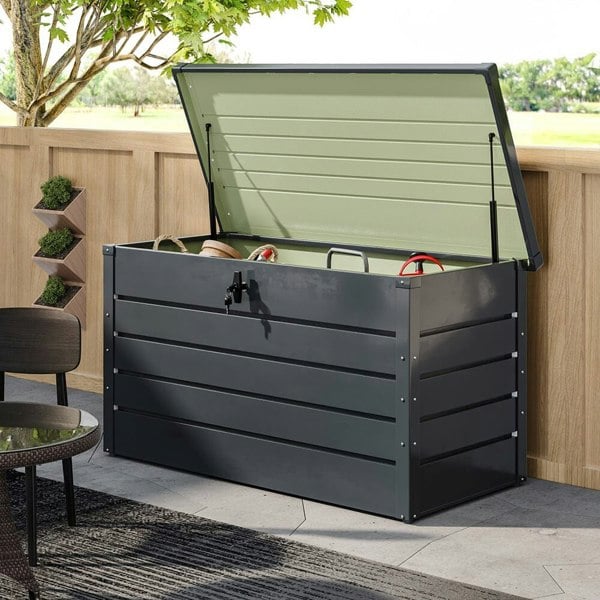 Garden Steel Box 200/300L Patio Waterproof Storage Box Garden Storage Boxes Living and Home
