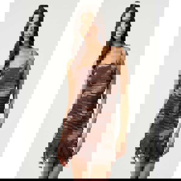 Pink Vanilla Blurred Floral Strappy Mini Dress