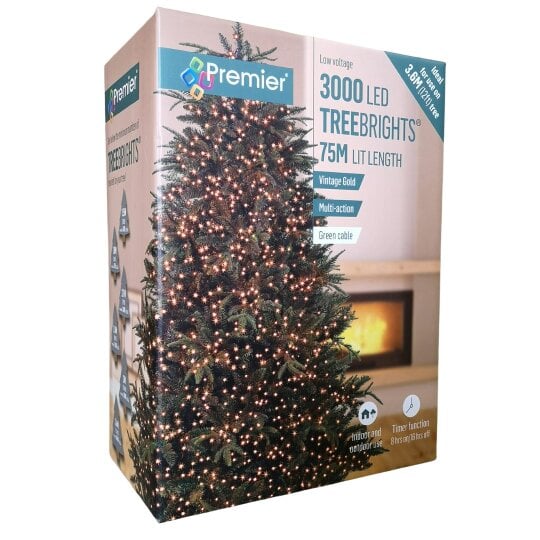 Samuel Alexander 3000 LED 75m Indoor Outdoor Christmas Multi Function Mains Operated String Lights with Timer in Vintage Gold
