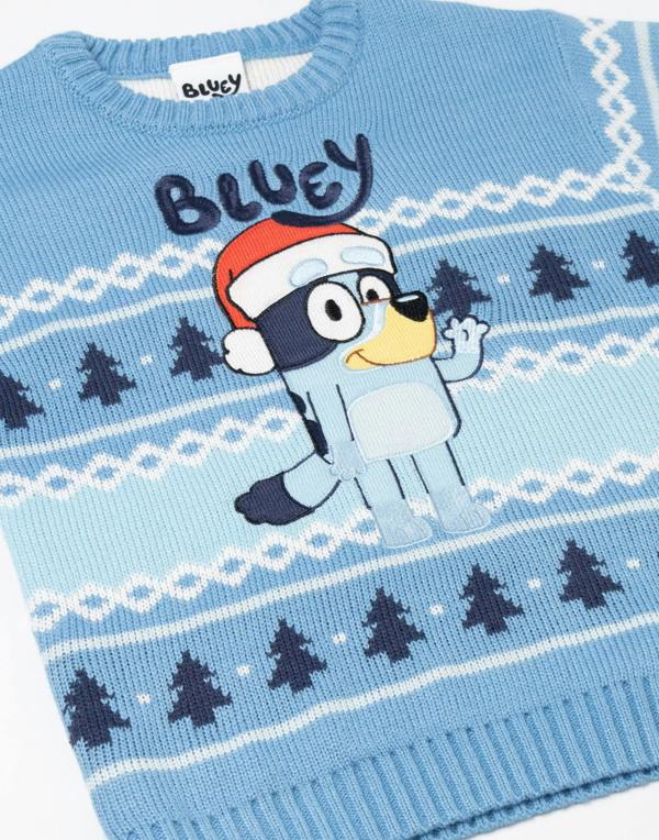 Bluey Boys Blue Character Christmas Jumper